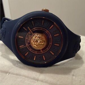 Versus By Versace Navy and Rose Gold Silicone Watch
